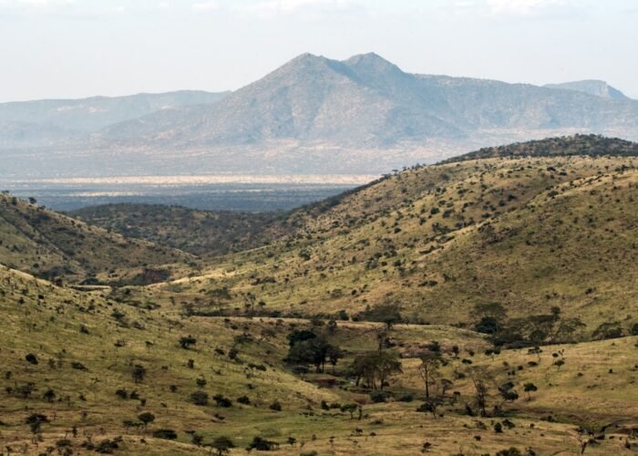 Volcanic mountains and forest landscape near Mgahinga Gorilla National Park, Uganda