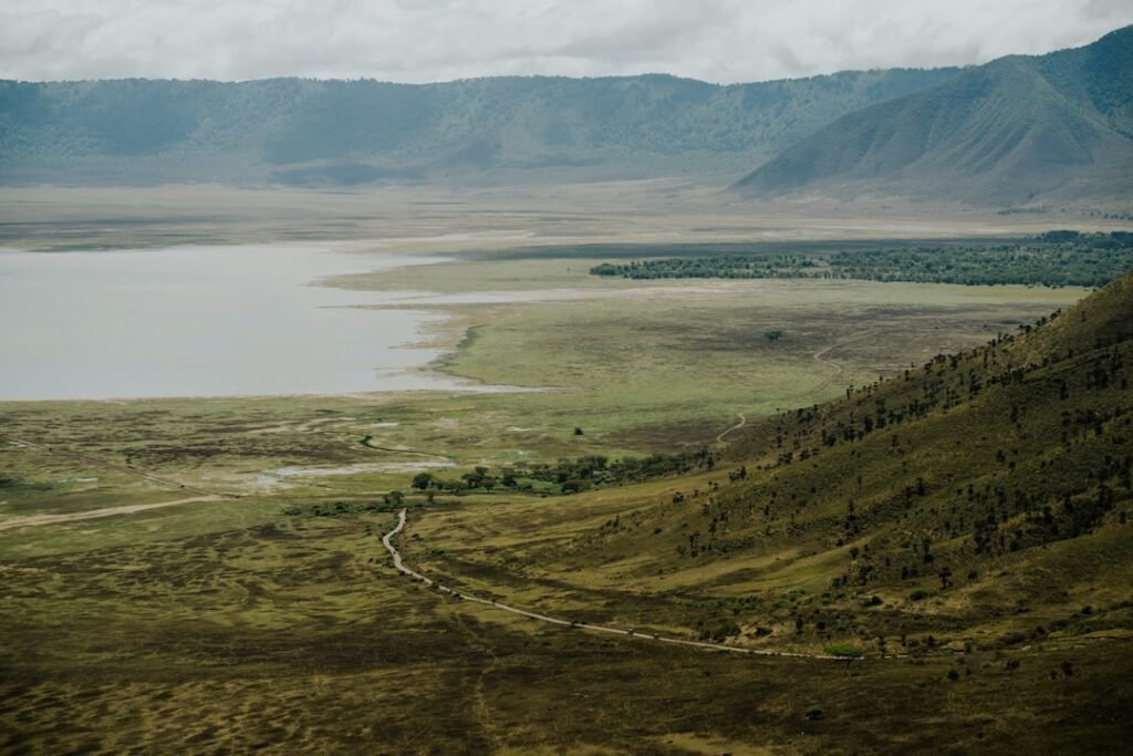 Crater landscape with lake, representative of Ngorongoro Crater, Tanzania