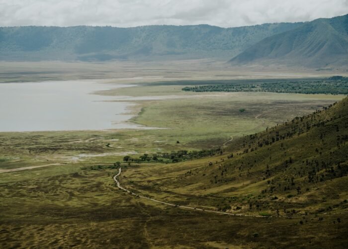 Crater landscape with lake, representative of Ngorongoro Crater, Tanzania